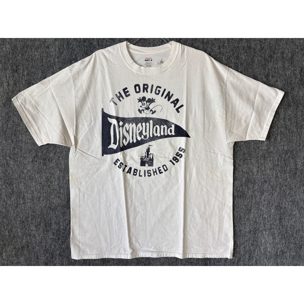 Disney Parks Hanes Beefy-T Mickey Mouse Disneyland 1955 Graphic T-Shirt Whi 2XL